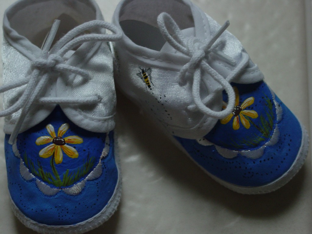 Newborn Shoes Custom Blue Daiseys