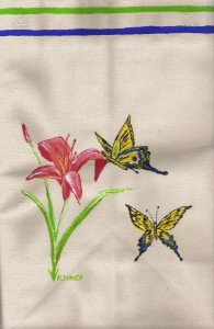 Butterflies and Flowers on Canvas Tote Bag