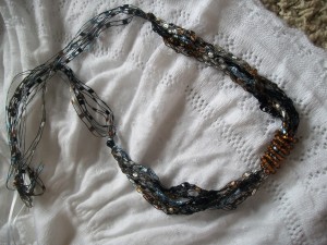 Trellis Yarn Necklace with Bead Embellishment