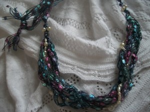 Crocheted Lace Trellis Yarn Necklace