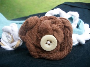 Soft Handmade Baby Girl Headband with Pinwheel Rosettes & Buttons