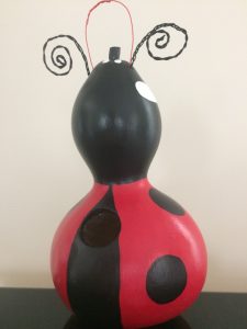 Hand Painted Custom Lady Bug Birdhouse Gourd Unique PLUS BONUS SEED PACK