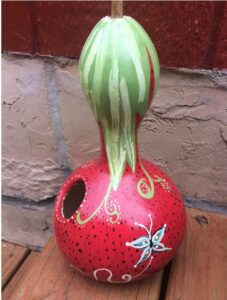 Strawberry Birdhouse Gourd with Butterfly