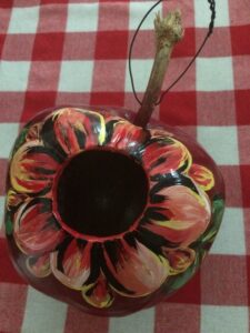 Custom Handpainted Birdhouse Apple Gourd with FLOWER